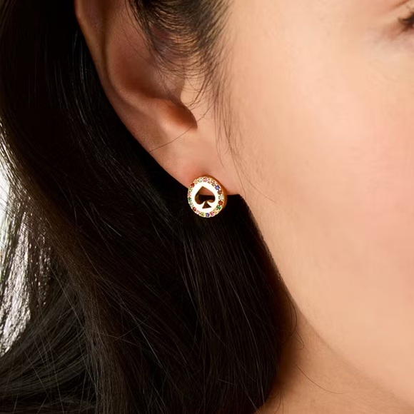 NWT kate spade Spot The Spade Pave Halo multicolor Studs earrings - Picture 3 of 7